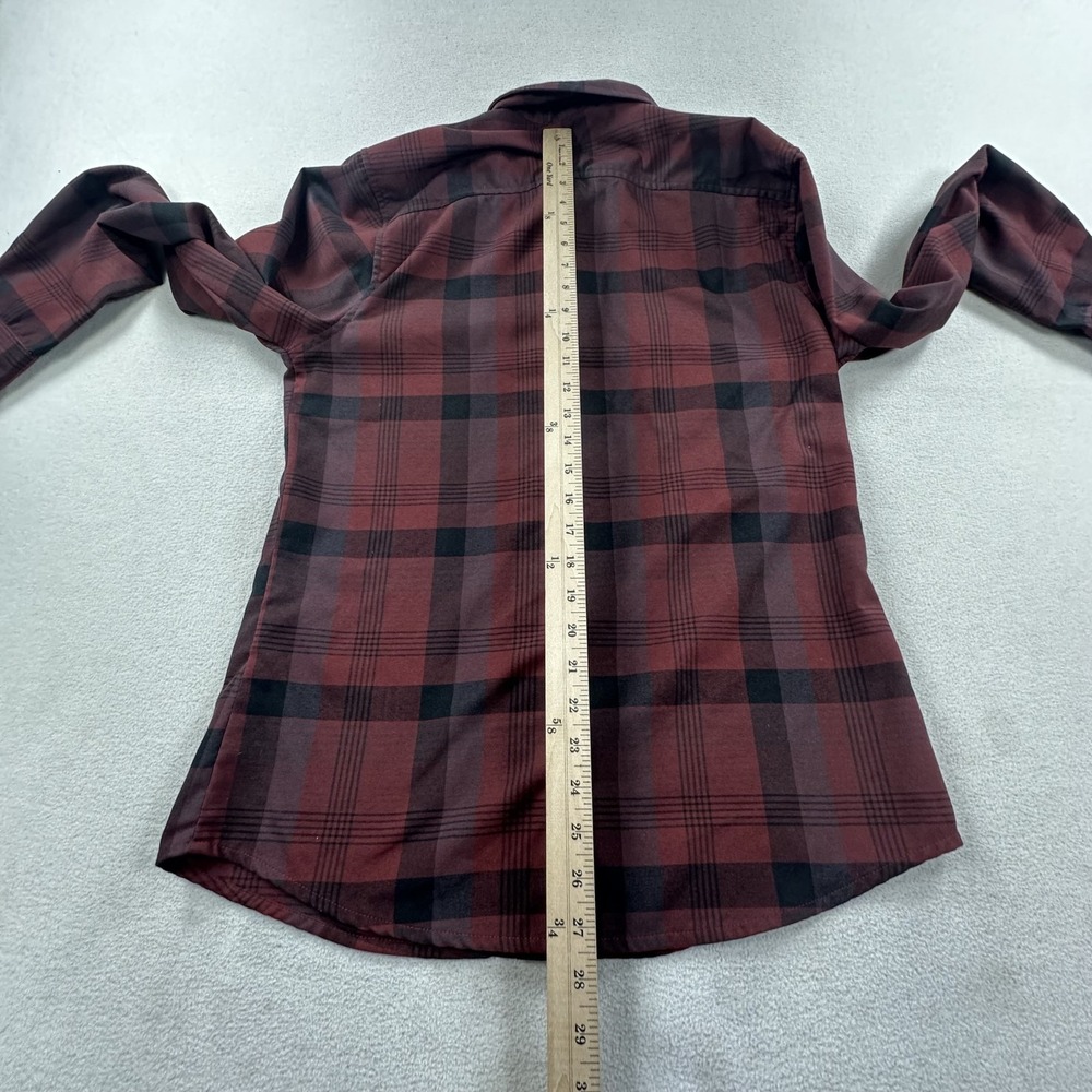 Flylow Shirt Mens Small Red Plaid Handlebar Tech Flannel Snap Front Outdoor - Picture 9 of 11